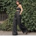 Black high waist palazzo wide leg pants Blanca