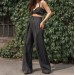 Black high waist palazzo wide leg pants Blanca