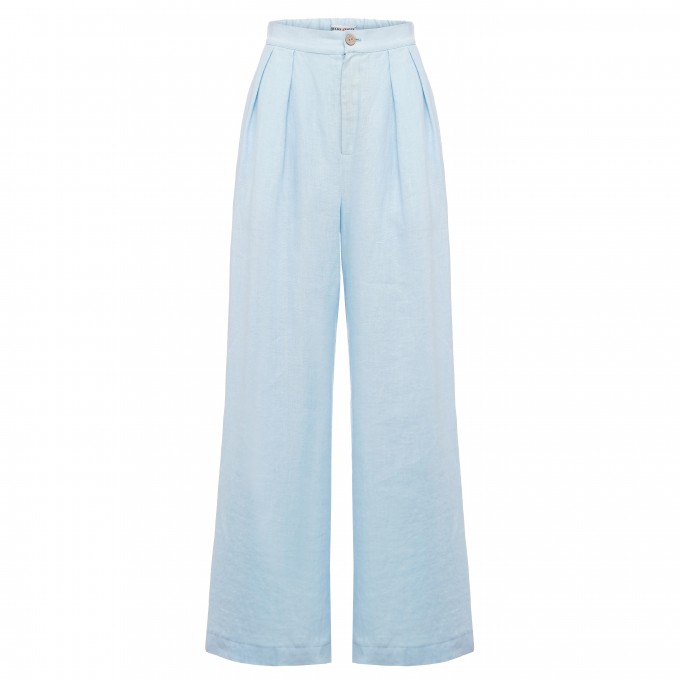 Light blue pleated palazzo pants Blanca