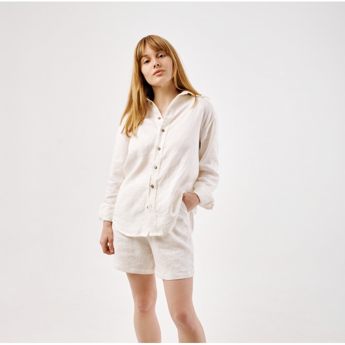 White oversized button up collar shirt Etta 