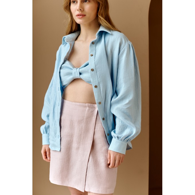 light blue loose casual collared shirt Etta Puff