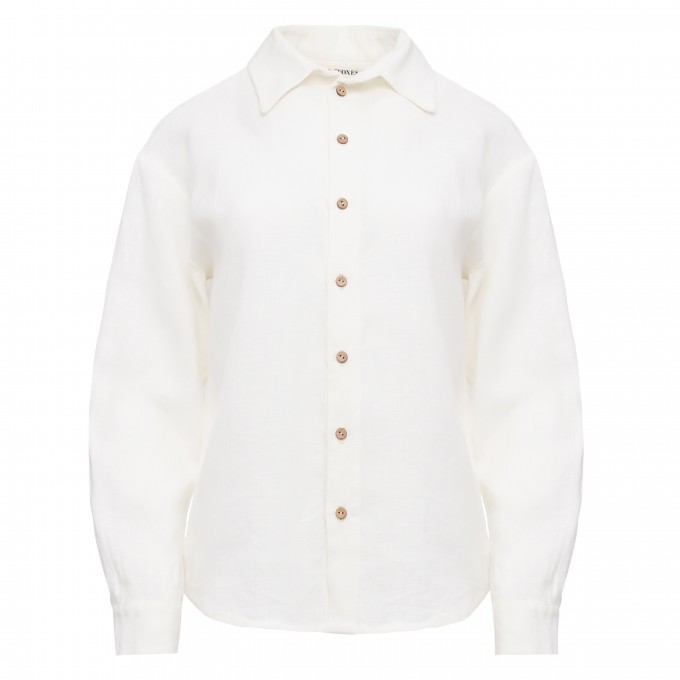 White oversized button up collar shirt Etta 