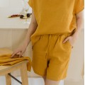 Mustard side pockets drawstring shorts Terra