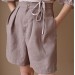Tan high waisted pleated shorts Bea with pockets
