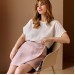 Blush pink mini wrap skirt Gina