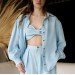 Linen light blue bustier crop top Eva