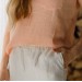 Peach scoop neck crop top Doris