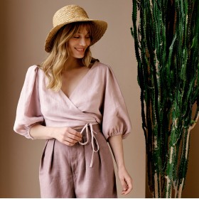 Blush pink wrap blouses crop top Fay