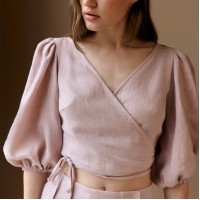 Blush pink wrap blouses crop top Fay