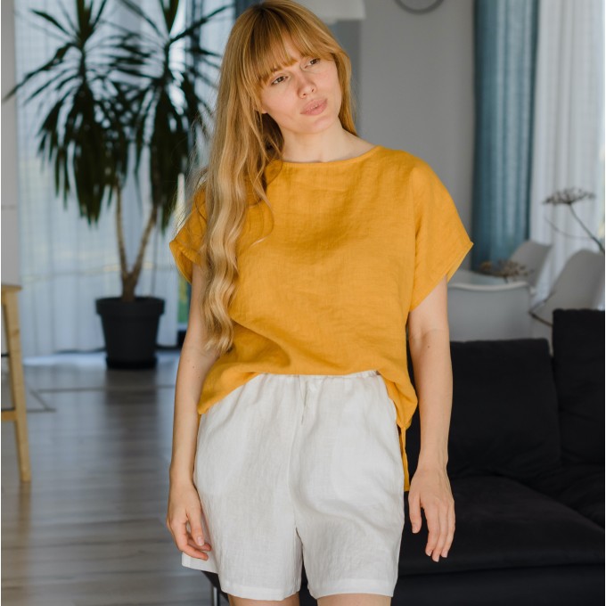 Mustard short sleeve t-shirt top Ester