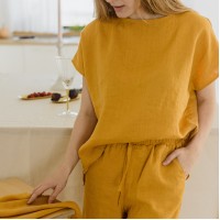 Mustard short sleeve t-shirt top Ester