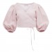 Linen blush pink crop top wrap blouses Fay