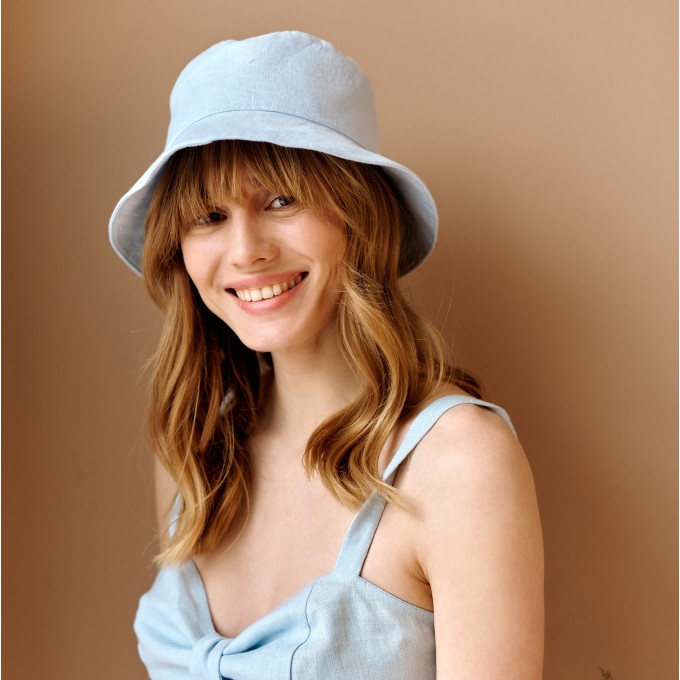 Light blue women sun bucket hat