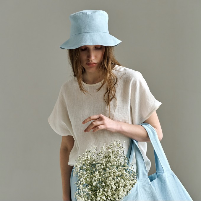 Light blue women sun bucket hat